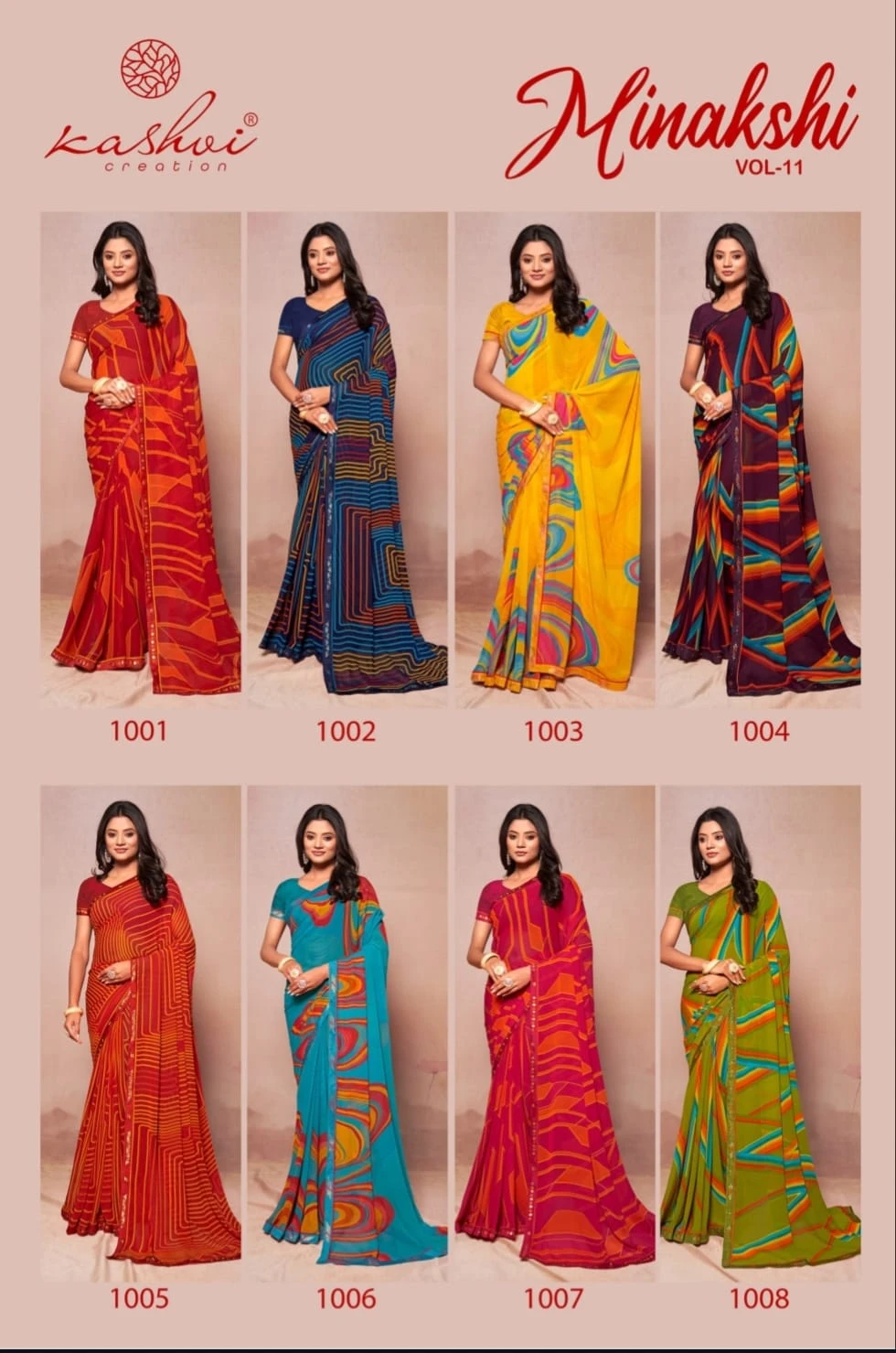 Kashvi Creation Minakshi Vol 11 Georgette Wholesale Fancy Sarees Catalog — Wholesale Sarees, Kashvi Creation wholesale from Surat — view 10